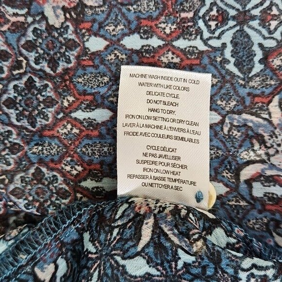 Haver London Crop Top Women's Large Blue Floral Metallic Design Long Sleeve EUC - Picture 7 of 13